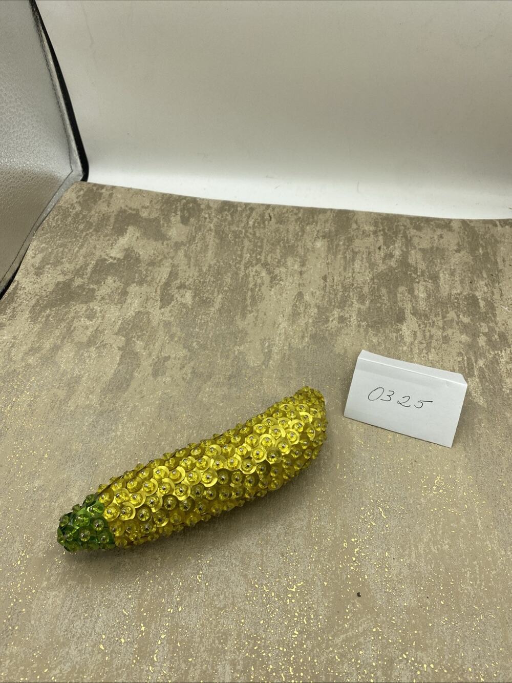 Vintage 1960s Push Pin Beaded Banana Yellow